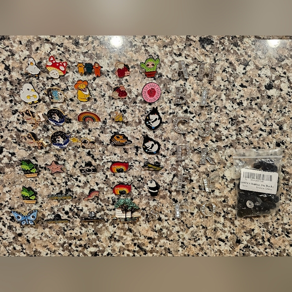 Lot of 47 pins and rubber backings. Assorted styles. - Picture 2 of 16